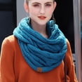 thumbnail image 2 of Nueva bufanda infinita de lana tejida con cable de color sólido para mujer, bufanda de invierno con cuello vuelto, bufandas circulares AC041, 2 of 5
