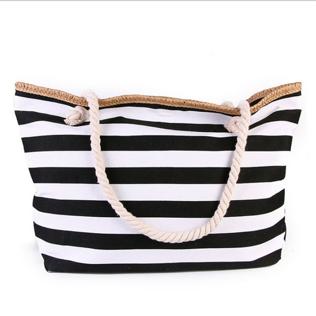 pstuiky Bolso de playa para mujer con estampado de hojas azules grande de lona para viaje con cierre de cremallera para verano
