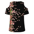 thumbnail image 5 of Azrian Womens Tops 2023,Women Summer Sexy T- Shirt Cold Shoulder Pullover Blouse V-Neck Short Sleeve Printed Tops Blouse Clearance Sale, 5 of 5
