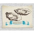 thumbnail image 1 of Oyster Tapestry, Sketched Virginica Atlantic Oysters on Polka Dot Background, Wall Hanging for Bedroom Living Room Dorm Decor, 80W X 60L Inches, Azure Blue Dark Brown and Beige, by Ambesonne, 1 of 2