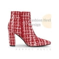 thumbnail image 3 of BLISSFUL STEP Pointed Toe Plaid Chunky Heel Ankle Boots for Women, 3 of 5