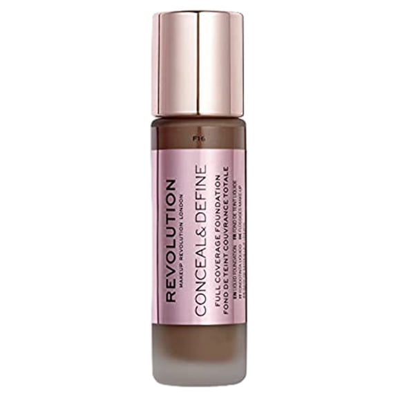 Makeup Revolution Conceal and Define Foundation - 0.8 fl oz F16 Dark Skin tones with a warm undertone