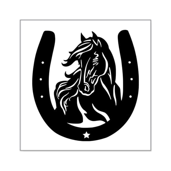 CafePress - Horse Head & Horseshoe Sticker - Square Sticker 3" x 3"
