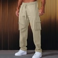 thumbnail image 2 of NIEWTR Men's Lightweight Cargo Pants Loose Fit Open Bottom Athletic Casual Pants with Drawstring and Pockets Fall Winter Pants (Khaki,3XL), 2 of 6