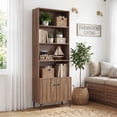 thumbnail image 2 of Gymax Bookshelf w/ Doors 5-Tier Floor Standing Bookcase w/ 2 Anti-Tipping Kits Walnut, 2 of 9