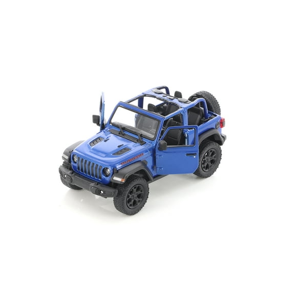 2018 Jeep Wrangler Rubicon Open Top, Blue - Kinsmart 5412DA/BU - 1/34 scale Diecast Model Toy Car