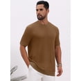 thumbnail image 4 of DARING DIVA Men's Waffle Short Sleeve Crew Neck Solid Knitted T-Shirt XL Brown, 4 of 7