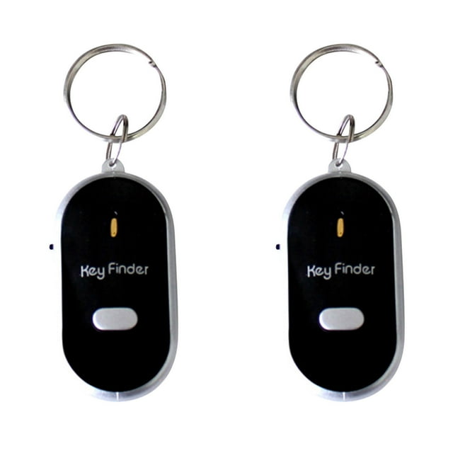 Flashlight 2 Pack Key Finder LED Torch with Whistle Sound Control Lost Key Locator Device for Home Office Use Black