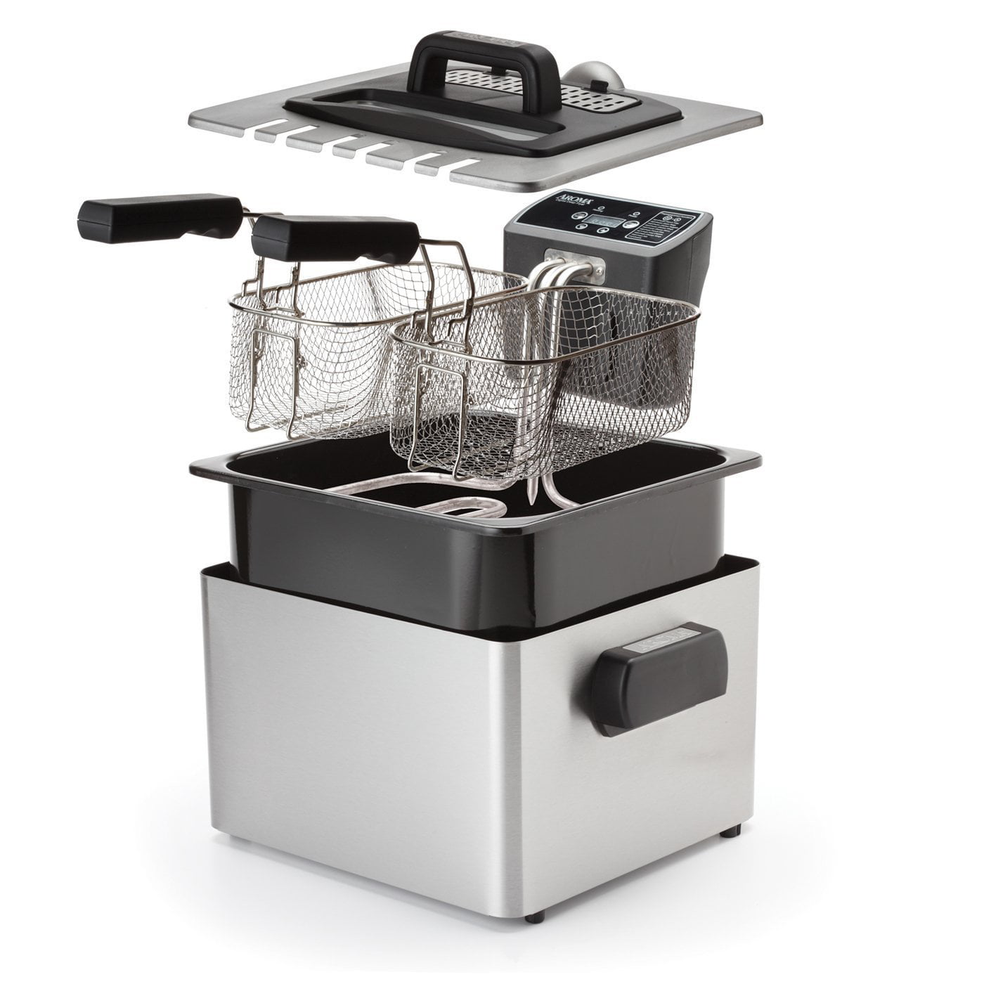 AROMA 4.0 Qt Stainless Steel Digital Deep Fryer with Dual Filtration System 