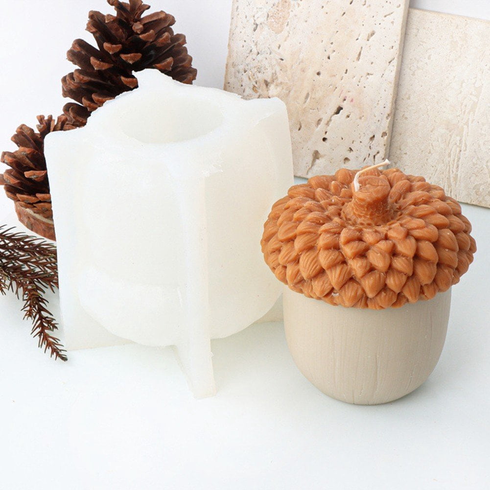 Slccxzc Pine Cone Candle Mold, Big Acorn Silicone Candle Mold Scented Christmas Candle Mould DIY Pinecone Plaster Soap Ornament Mold for Home Decoration