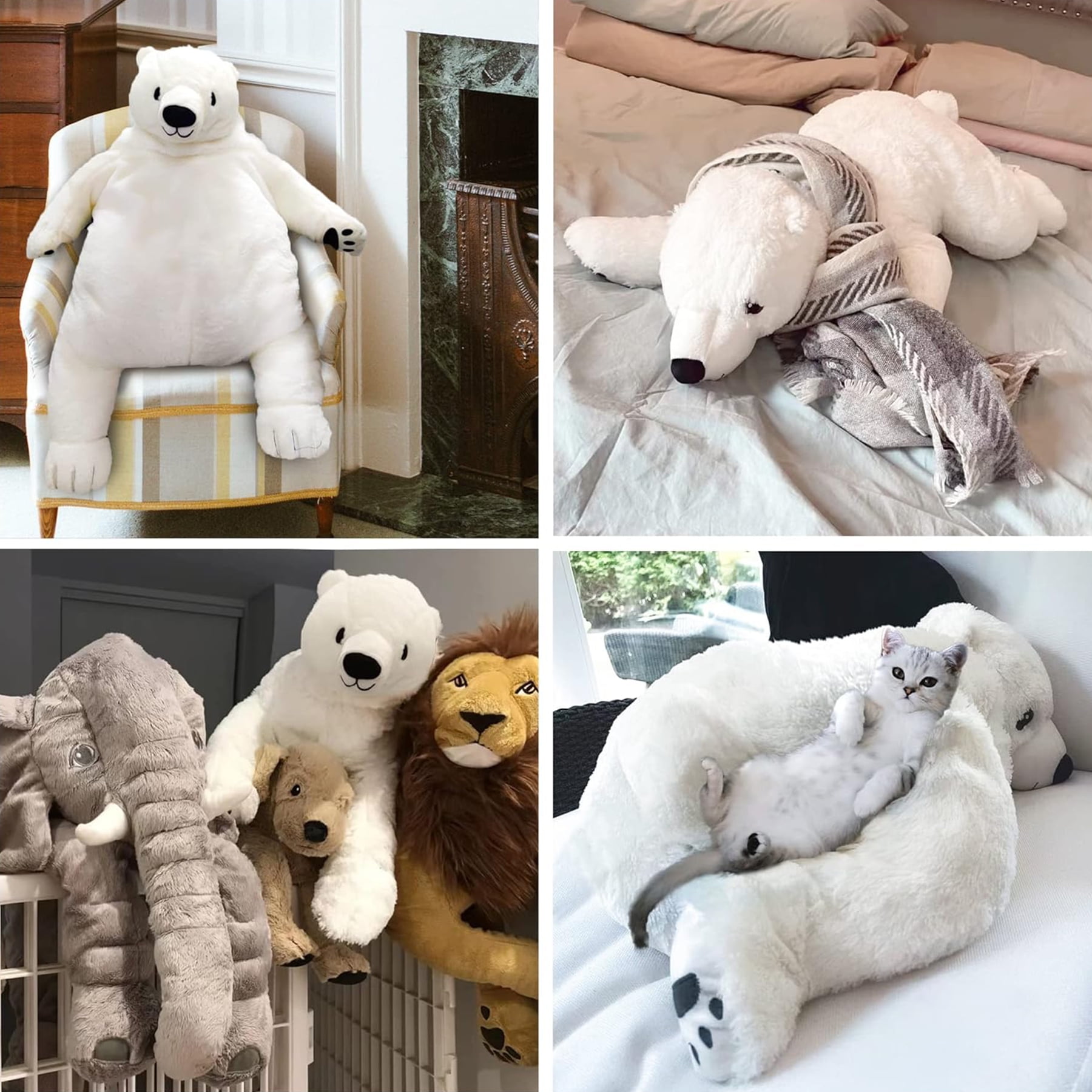 Djungelskog Bear Plush Toy - Soft and Cuddly (31.5 inches, White) - Perfect for Kids and Adults