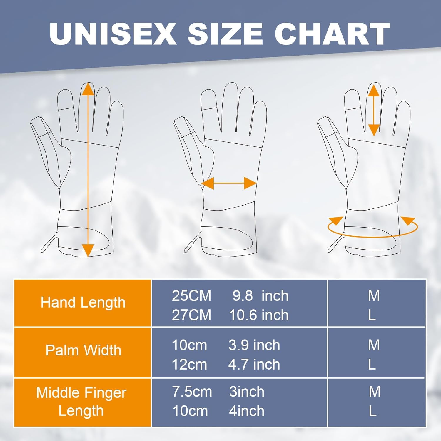 Uncn Men Women Rechargeable Heated Gloves - 3 Heating Zones USB Charging Full Finger Gloves, Cotton Blend Sporty Ski Gloves Winter Warmth,M