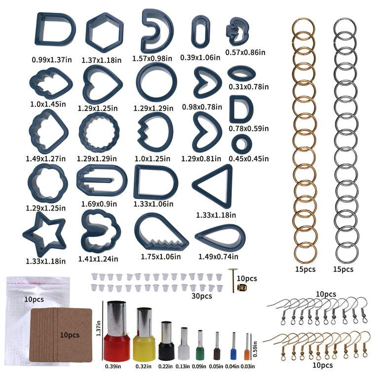 Polymer Clay Earring Making Kit- 30 Clay Earring Cutters, 24 Color Polymer  Clay, 8 Circle Cutters, Rollers, B7000 Glue, 640 PCS Earring Making Tools