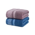 thumbnail image 1 of 2pcs 70*140cm Toallas De Baño Algodon 100% Grandes Morado + Azul Oscuro, 1 of 2