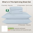 thumbnail image 4 of California Design Den Split King Sheet Set - 800 Thread Count Sateen, 100% Cotton Deep Pockets Sheets, Durable and Breathable Sheets - Blue (Grey Tone), 4 of 9