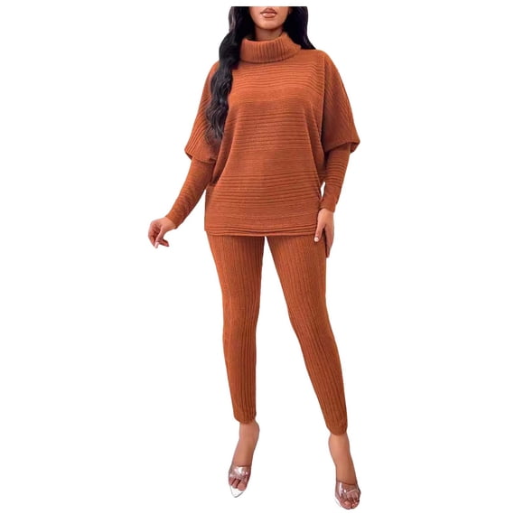 DAFEI Womens Loungewear Sets Cable Knit 2 Piece Outfits Skinny Long Sleeve Sweater Pants Set Fall Winter Matching