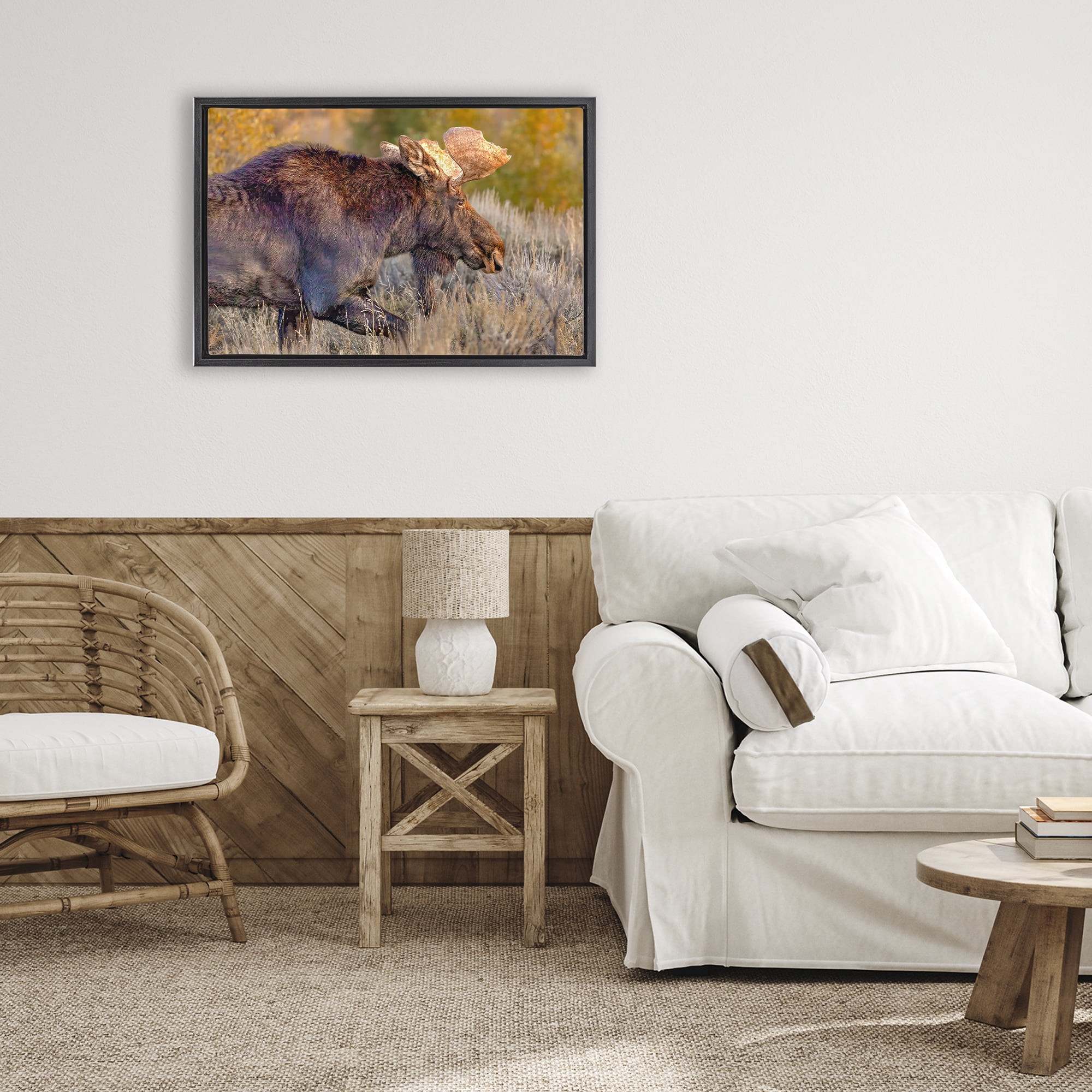Stupell Industries Bull Moose At Dusk Black Framed Floater Canvas Wall Art, design by Shelley Carlisle