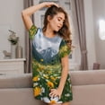 thumbnail image 3 of Balery Mountain Daisy Meadow Camisón de manga corta con cuello redondo para mujer, cómodo y elegante., 3 of 6