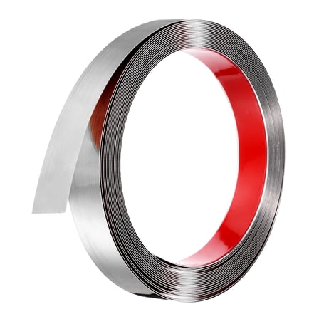 Uxcell Silver Trim Peel and Stick, 32.8ft x 1" Stainless Steel Mirror Finish Molding Tape Strips for Wall Cabinet Tile Edge Molding