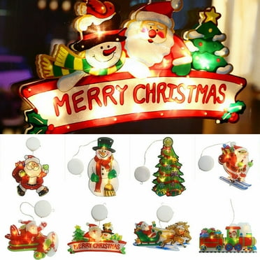 HESHENG Christmas Lights Decoration, Led Window Suction Cup Hanging Lamp Elk Santa Claus Xmas Tree Lighting Decors for Christmas