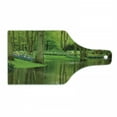 thumbnail image 1 of Nature Cutting Board, Forest with Lake Dutch Garden Pastoral Woodland Botany Flowerbed Picture, Tempered Glass Cutting and Serving Board, Wine Bottle Shape, Fern and Lime Green, by Ambesonne, 1 of 1