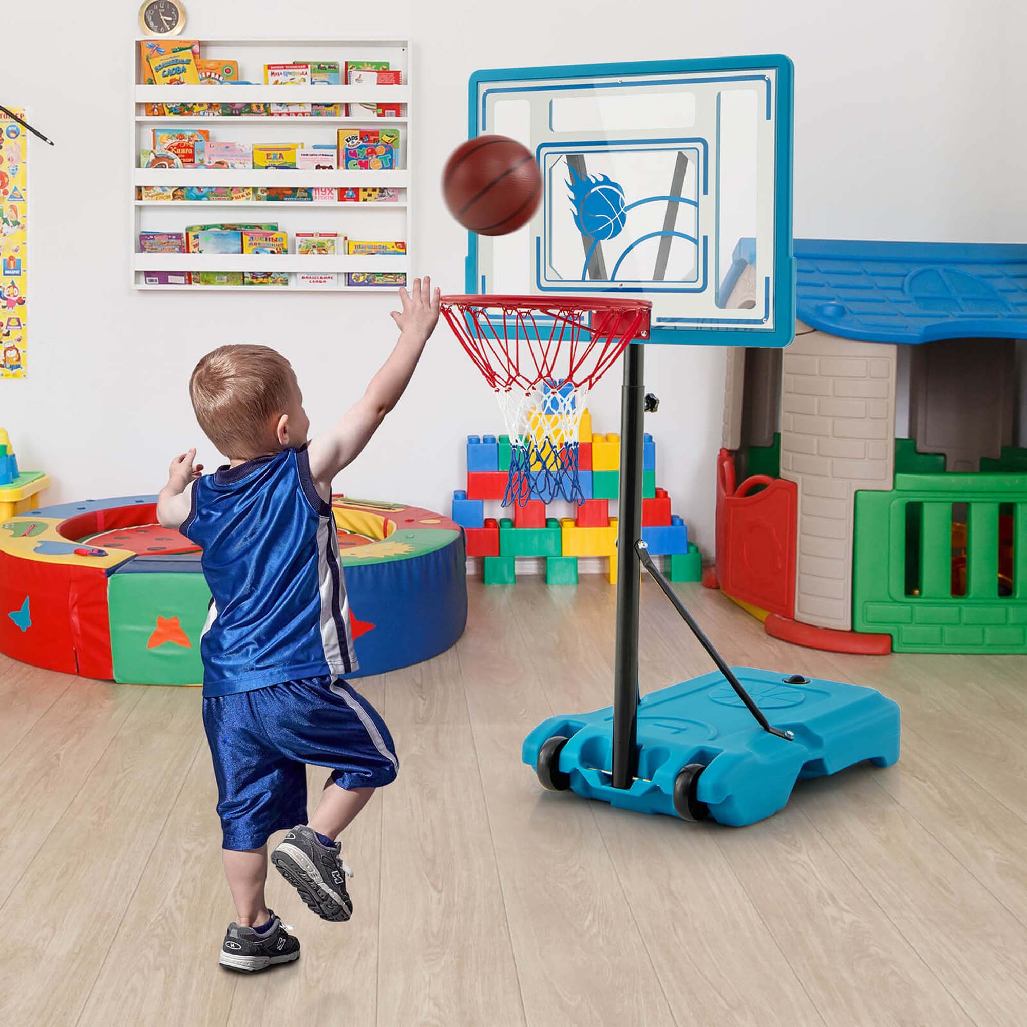 Costway Pool Basketball Hoop 3.8-4.4 FT Adjustable Poolside BasketballGoal System