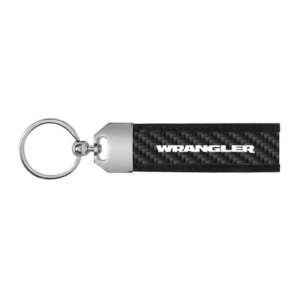 Jeep Wrangler Real Carbon Fiber Leather Key Chain with Black Stitching
