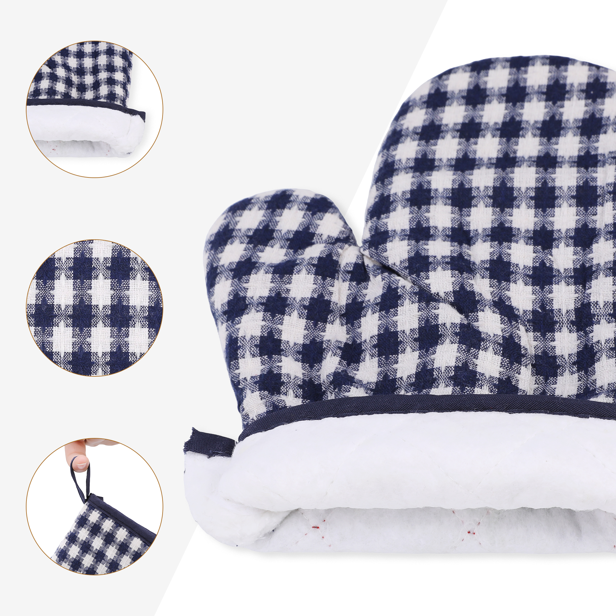 Unique Bargains Pot Holders Set Heat Resistant Oven Mitts Blue 9.8x6.7inch
