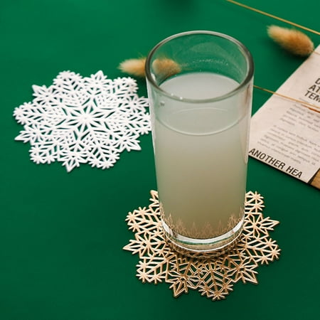 

GROFRY Decorative Delicate Placemat PVC Hollow Snowflake Shape Cup Pad for Kitchen