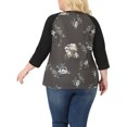 thumbnail image 3 of Unique Bargains Juniors' Plus Size 3/4 Sleeve Floral Female Modern Raglan Tops 2X Coffee, 3 of 7