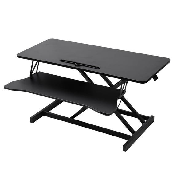 PWTOOL Standing Desk Converter Stable Iron Standing Desk Riser with Manual Pneumatic Spring Multifunctional Desk Topper Laptop Workstation for Home Schol Company practical
