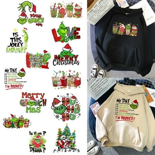 Grinch Christmas Decorations,Christmas Iron On Transfer Heat Transfer  Design Sticker Iron On Vinyl Patches Iron On Transfer Paper For Clothing  Hat