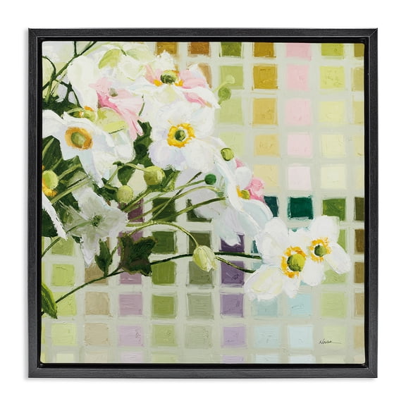 Stupell Industries Contemporary Color Chart Daffodils Black Floating Frame Canvas Art, 18 x 18, by Shirley Novak