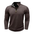 thumbnail image 3 of Aimik Men's Quarter Zip Pullover Fleece Lined Long Sleeve Golf Shirts for Men Thermal 1/4 Half Zip Sweatshirts-Brown S, 3 of 5