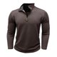 thumbnail image 3 of Blusa y camisa de manga larga con cuello alto para hombre, informal, de color liso, con cremallera, de poliéster, 3 of 6
