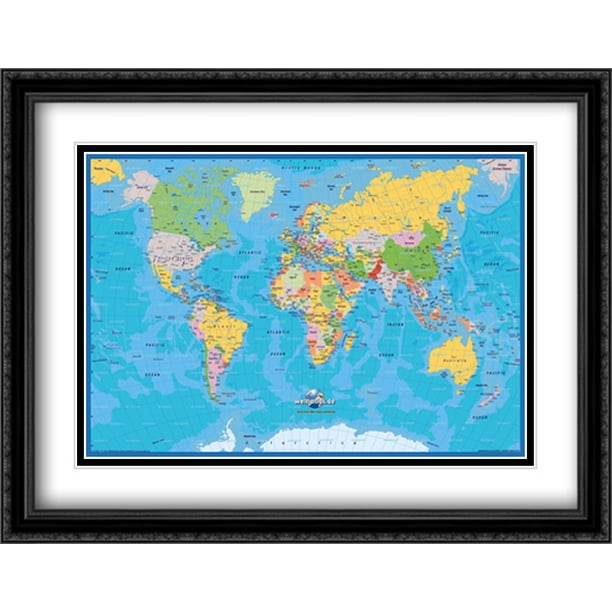 Political World Map, c.2007 (Miller Projection) 2x Matted 40x28 Large ...