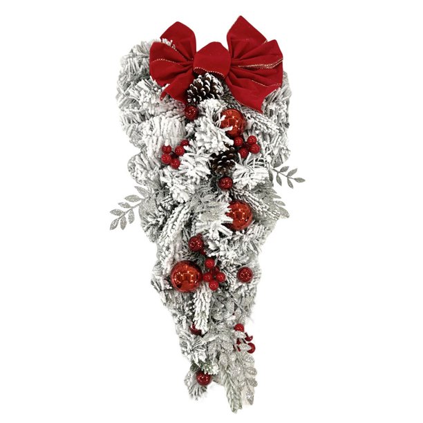 Lucakuins Corona de Navidad para Puerta Frontal, Bolas de Cono de Pino Bowknot Guirnaldas Brillantes, Guirnalda Iluminada Fiesta Adornos Festivos Decoraciones de Fiesta Lucakuins Decoración festiva