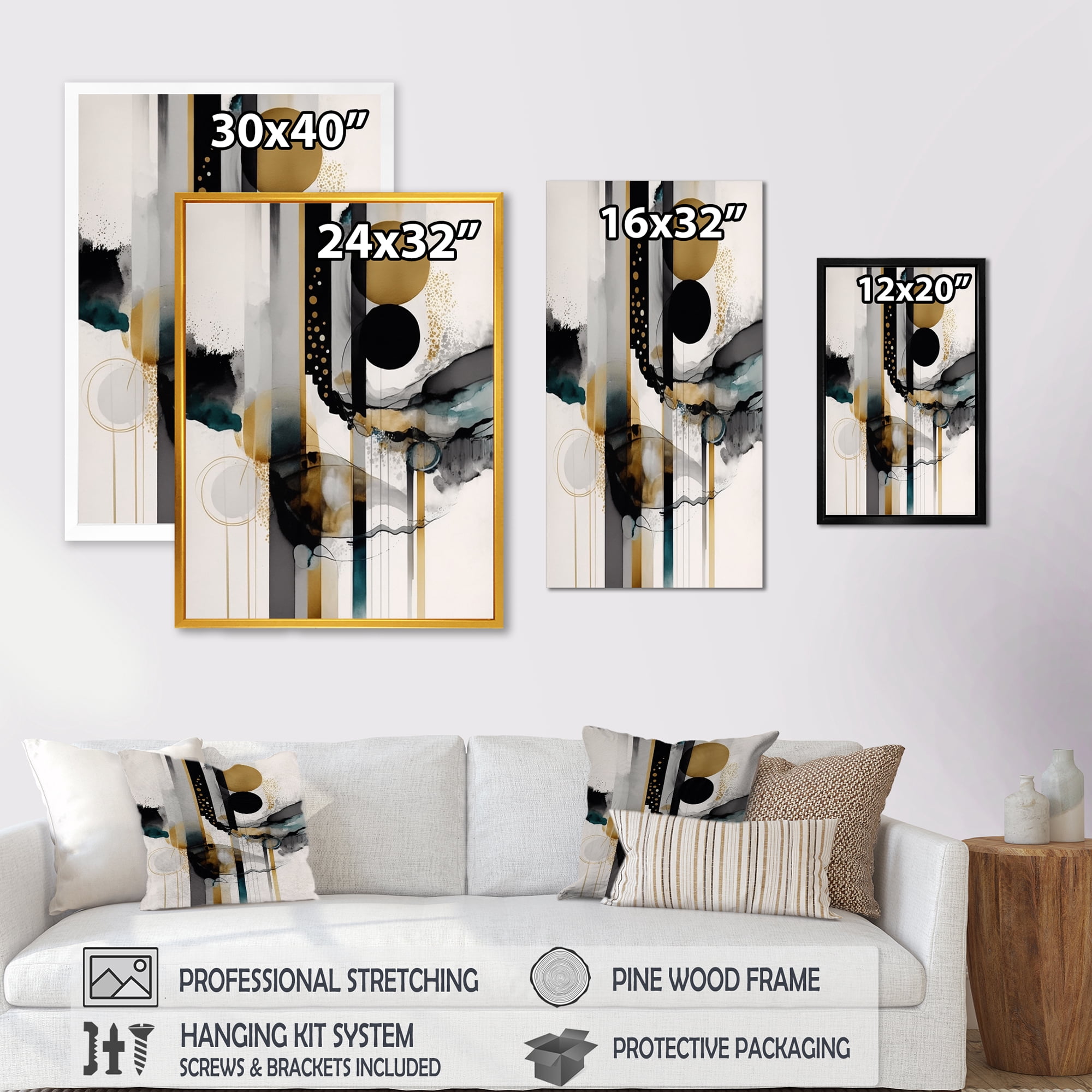 Designart Abstract Transitional Modern Shapes III Canvas Wall Art