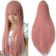 thumbnail image 1 of Peluca ANOGOL rosa sintética recta de 80 cm para disfraz de cosplay, 1 of 7