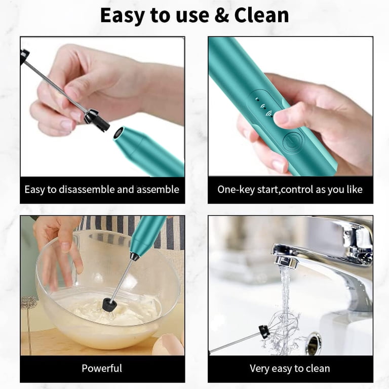 COWIN Handheld Milk Frother Wand, Rechargeable, Blue photo 2
