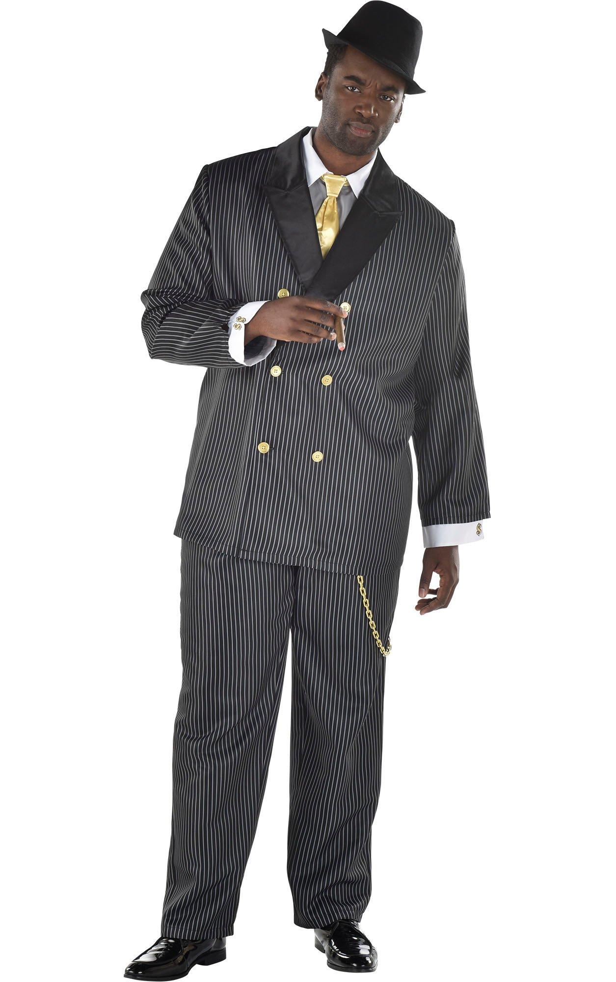 Party City Gangster Mob Boss Halloween Costume for Men, Size Plus