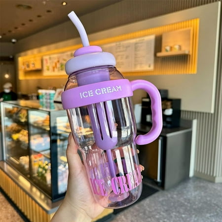 

QIEZHON Water Bottle With Handle And Large Water Bottles For Girls With And Cap 40oz Gym Sports Water Bottle Glass&Bottle