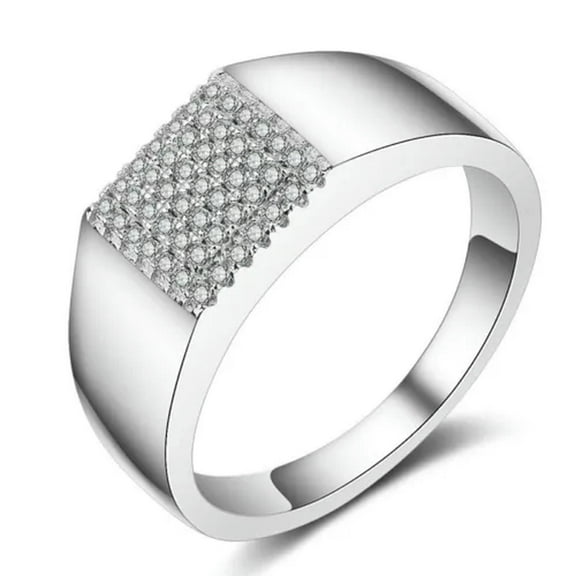 Simple Men's Smooth Band AAA CZ Fashion Gift 925 Silver Wedding Ring Size 8-12