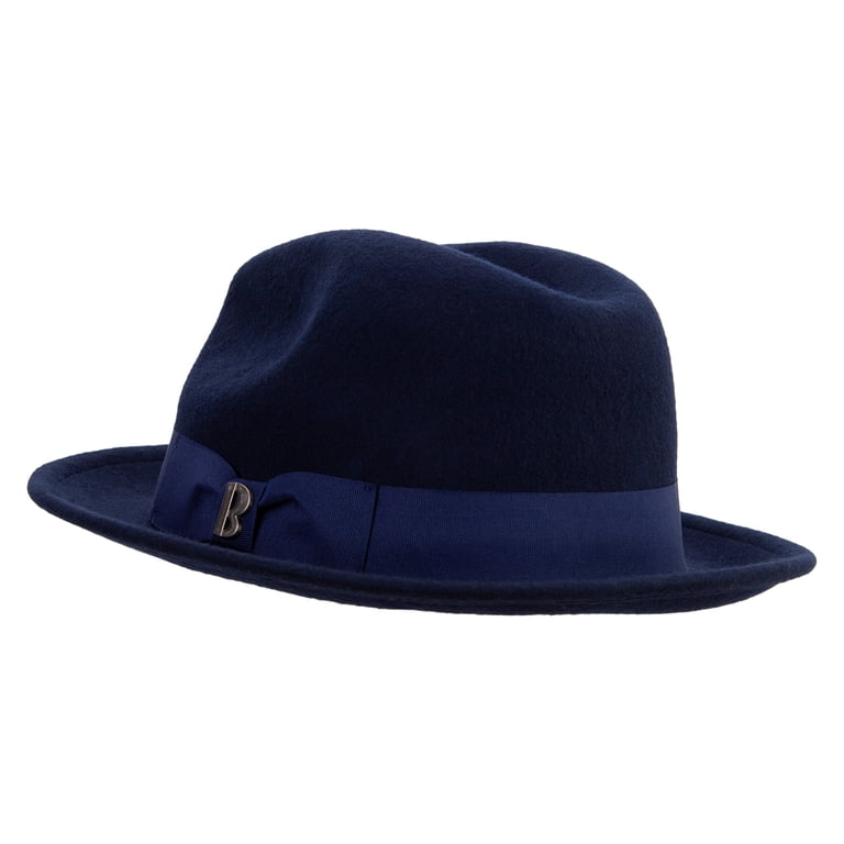 Big Size Wool Felt Upbrim Panama Hat - Navy 2XL-3XL 