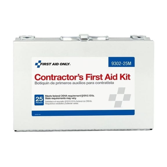 pac-kit by first aid only contractor's first aid kit, metal case, 3.61 pound