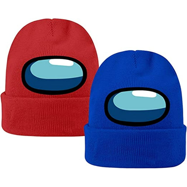 JHIJHOO 2 Pack Among Us Winter Beanie Hat Ribbed Knit Cap Stretchy Slouchy Rib Beanie Hat