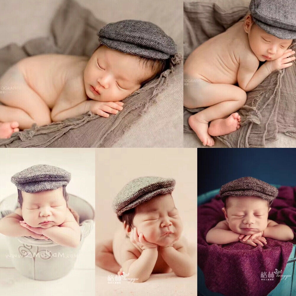 Cute Baby Newborn Peaked Beanie Cap Hat Bow Tie Photo Photography Prop Outfit