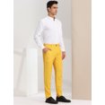 thumbnail image 4 of Pantalonescuadros de vestir pahombre, ajustados, con parte delanteplana, estampados,cuadros de negocios Amarillo 3XL, 4 of 6