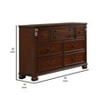 thumbnail image 5 of Benjara Miri 59 Inch 8 Drawer Dresser, Brass Carved Trim Accents, Cherry Oak Brown, 5 of 5
