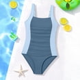 thumbnail image 6 of Teen Bathing Suits One Piece Girls Swimsuit One Piece Cut Out Solid Color Bathing Suit Floral Print Adjustable Straps Ruched Girls' Swimwear 9-16Y, 6 of 6